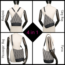 Load image into Gallery viewer, Black Nylon | Dark Grey Nylon | Convertible Backpack Purse