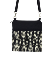 Load image into Gallery viewer, Black Wavy Dots with Black Nylon Mini Square Crossbody Bag by Tutenago