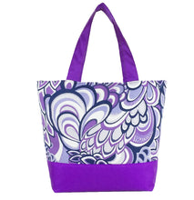 Load image into Gallery viewer, Purple Swirled Paisley with Light Purple Nylon Essential Tote Bag by Tutenago - The perfect women's oversized tote bag for work, beach, shopping or an everyday bag.
