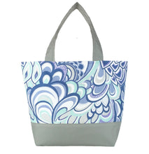 Load image into Gallery viewer, Grey Swirled Paisley with Light Grey Nylon Essential Tote Bag by Tutenago - The perfect women's oversized tote bag for work, beach, shopping or an everyday bag.