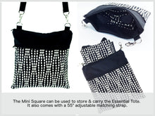 Load image into Gallery viewer, Swirled Paisley in Grey | Navy Nylon | Mini Square Crossbody Bag