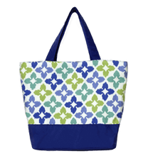 Load image into Gallery viewer, Novia in Blue & Green with Blue Nylon Essential Tote Bag by Tutenago - The perfect women's oversized tote bag for work, beach, shopping or an everyday bag.