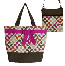 Load image into Gallery viewer, Novia Red Pink with Brown Nylon Essential Tote Bag Set by Tutenago - Beach Bag, Work Bag, Diaper Bag, Market BagSet