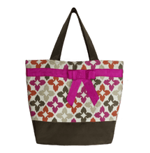 Load image into Gallery viewer, Novia Red Pink with Brown Nylon Essential Tote Bag by Tutenago - The perfect women's oversized tote bag for work, beach, shopping or an everyday bag.