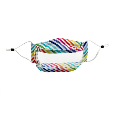 Rainbow Striped Clear Window Mask - Cute for teachers, students, adults, Teens, and children