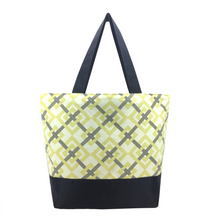 Load image into Gallery viewer, Yellow Squared with Waterproof Grey Nylon Ready-To-Ship Essential Tote Bag by Tutenago - The perfect women&#39;s oversized tote bag for work, beach, shopping or an everyday bag.
