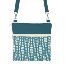 Load image into Gallery viewer, Teal Wavy Dots with Teal Nylon Mini Square Crossbody Bag by Tutenago