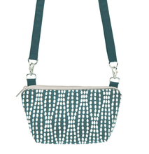 Load image into Gallery viewer, Teal Wavy Dots with Teal Nylon Traveler Bum Bag and Small Crossbody Purse by Tutenago