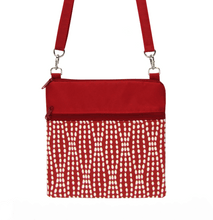 Load image into Gallery viewer, Red Wavy Dots with Red Nylon Mini Square Crossbody Bag by Tutenago