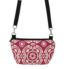 Load image into Gallery viewer, Pink Soleil with waterproof Black Nylon Ready-To-Ship Traveler Waist Bag and Small Crossbody Purse by Tutenago