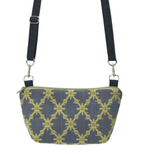 Load image into Gallery viewer, Trellis Fabric with Navy Nylon Traveler Bum Bag and Small Crossbody Purse by Tutenago