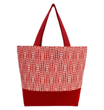 Load image into Gallery viewer, Red Wavy Dots Essential Tote Bag by Tutenago - The perfect women's oversized tote bag for work, beach, shopping or an everyday bag.