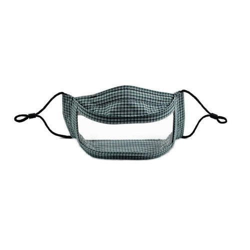 Artisan Green and White Plaid Clear Window Mask for Teachers, Deaf, Students, and ASL - Made in the USA 