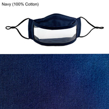 Load image into Gallery viewer, Navy Anti-Fog Window Face Mask
