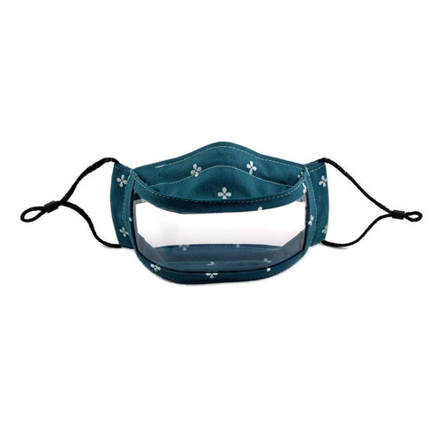 Teal No Fog Clear Window Mask - Made in the USA