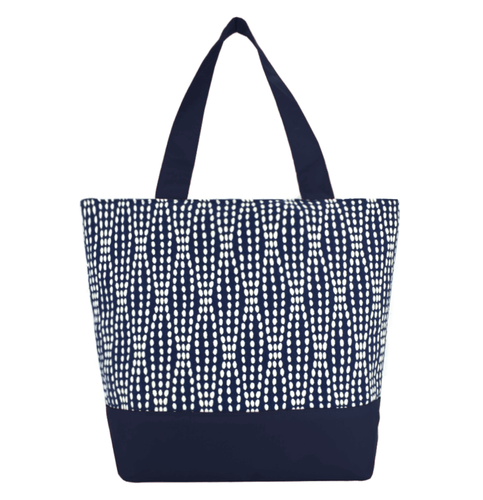 Navy Wavy Dots Essential Tote Bag by Tutenago - The perfect women's oversized tote bag for work, beach, shopping or an everyday bag.
