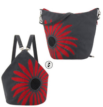 Load image into Gallery viewer, Graphic Daisy Convertible Backpack Purse Bucket Bag Aplique Waterproof Nylon
