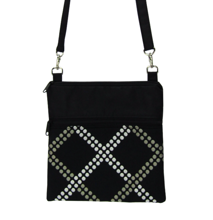 Black Dot Weave with Black Nylon Mini Square Crossbody Bag by Tutenago