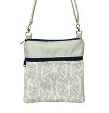 Load image into Gallery viewer, Teal Star with Light Green Bottom and Navy Ribbon Mini Square Crossbody Bag by Tutenago
