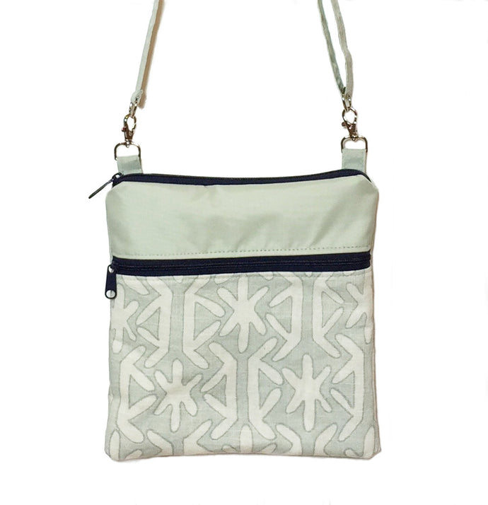Teal Star with Light Green Bottom and Navy Ribbon Mini Square Crossbody Bag by Tutenago