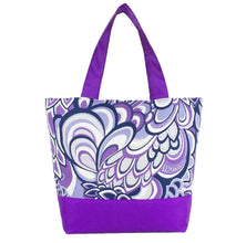 Load image into Gallery viewer, Purple Swirled Paisley with Light Purple Nylon Essential Tote Bag by Tutenago - The perfect women&#39;s oversized tote bag for work, beach, shopping or an everyday bag.

