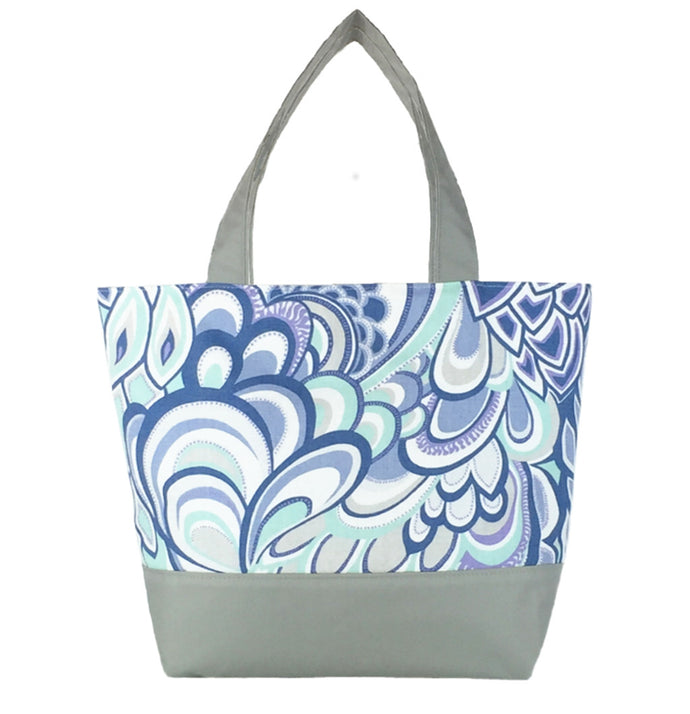 Grey Swirled Paisley with  Light Grey Nylon Essential Tote Bag by Tutenago - The perfect women's oversized tote bag for work, beach, shopping or an everyday bag.