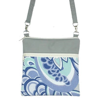 Load image into Gallery viewer, Grey Swirled Paisley with Grey Nylon Mini Square Crossbody Bag by Tutenago
