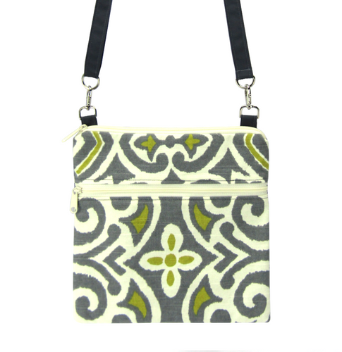 Granite Damask with Dark Grey Nylon Ready-To-Ship Mini Square Crossbody Bag by Tutenago