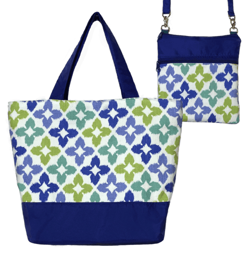 Novia in Blue & Green with Blue Nylon Essential Tote Bag Set by Tutenago - The perfect women's oversized tote bag for work, beach, shopping or an everyday bag.