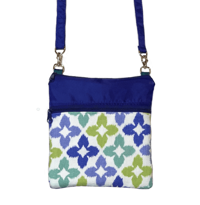 Novia in Blue & Green with Blue Nylon Mini Square Crossbody Bag by Tutenago
