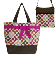 Load image into Gallery viewer, Novia Red Pink with Brown Nylon Essential Tote Bag Set by Tutenago - Beach Bag, Work Bag, Diaper Bag, Market BagSet 
