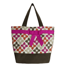 Load image into Gallery viewer, Novia Red Pink with Brown Nylon Essential Tote Bag by Tutenago - The perfect women&#39;s oversized tote bag for work, beach, shopping or an everyday bag.
