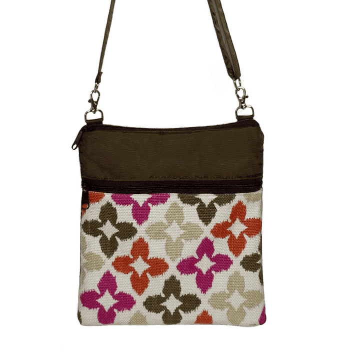 Novia in Red & Pink with Brown Nylon Mini Square Crossbody Bag by TUtenago