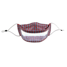 Load image into Gallery viewer, Red and Blue Lightweight Fabric Clear Window Mask 
