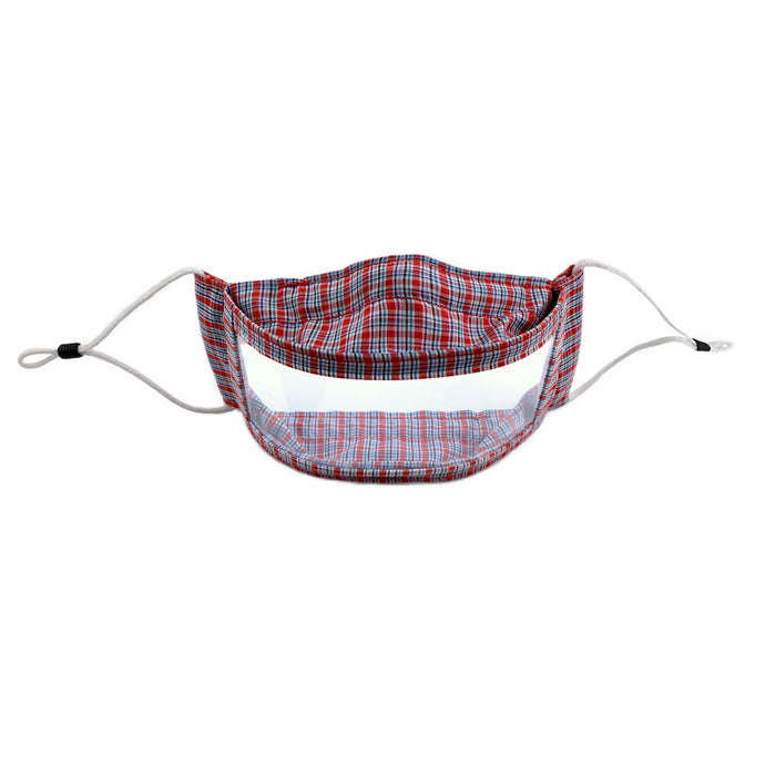 Red and Blue Lightweight Fabric Clear Window Mask 