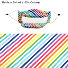 Load image into Gallery viewer, Rainbow Striped Transparent Window Mask
