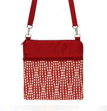 Load image into Gallery viewer, Red Wavy Dots fabric with waterproof Red Nylon Ready-to-ship  Mini Square Crossbody Bag by Tutenago
