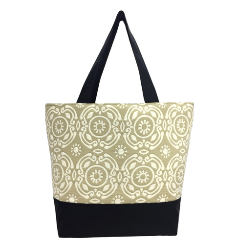 Tan Soliel with Waterproof Black Nylon Ready-To-Ship Essential Tote Bag by Tutenago - The perfect women's oversized tote bag for work, beach, shopping or an everyday bag.