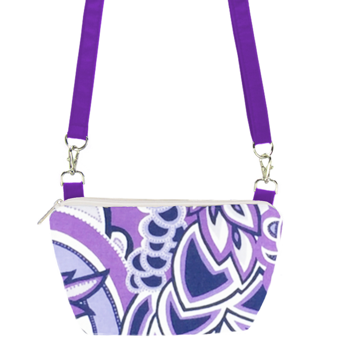 Swirled Paisley Purple with Purple Nylon Traveler Bum Bag and Small Crossbody Purse by Tutenago