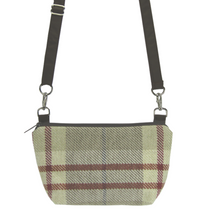 Load image into Gallery viewer, Tan Plaid with Waterproof Dark Brown Nylon Ready-To-Ship Traveler Waist Bag and Small Crossbody Purse by Tutenago
