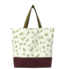 Load image into Gallery viewer, Puffs with Waterproof Burgundy &amp; Sand Nylon Ready-To-Ship Essential Tote Bag by Tutenago - The perfect women&#39;s oversized tote bag for work, beach, shopping or an everyday bag.

