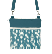 Load image into Gallery viewer, Teal Wavy Dots with Teal Nylon Mini Square Crossbody Bag by Tutenago
