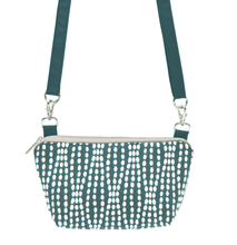 Load image into Gallery viewer, Teal Wavy Dots with Teal Nylon Traveler Bum Bag and Small Crossbody Purse by Tutenago
