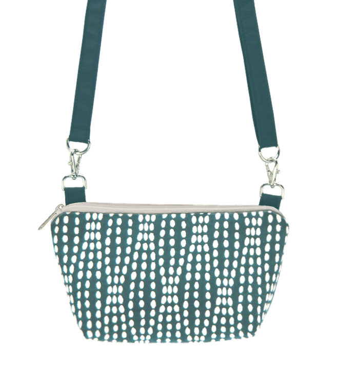 Teal Wavy Dots with Teal Nylon Traveler Bum Bag and Small Crossbody Purse by Tutenago