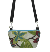 Load image into Gallery viewer, Tropical with Black Waterproof Nylon Ready-to-ship Traveler Waist Bag and Small Crossbody Purse by Tutenago
