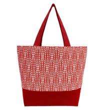 Load image into Gallery viewer, Red Wavy Dots Essential Tote Bag by Tutenago - The perfect women&#39;s oversized tote bag for work, beach, shopping or an everyday bag.
