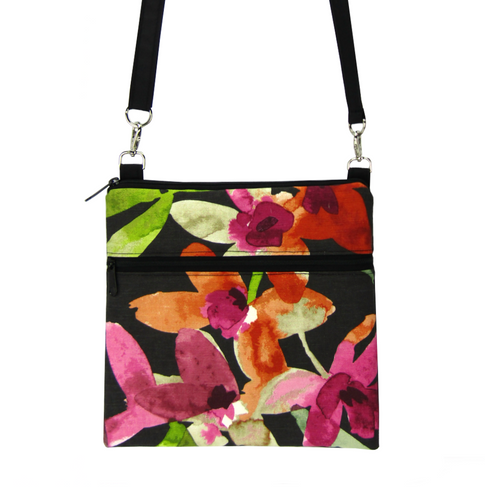 Watercolor fabric with waterproof Black Nylon Ready-To-Ship Mini Square Crossbody Bag by Tutenago