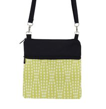 Load image into Gallery viewer, Yellow Wavy Dots with Black Nylon Mini Square Crossbody Bag by Tutenago
