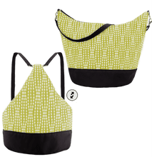 Load image into Gallery viewer, Yellow Wavy Dots with Black Nylon Women&#39;s Convertible Hobo bag by Tutenago
